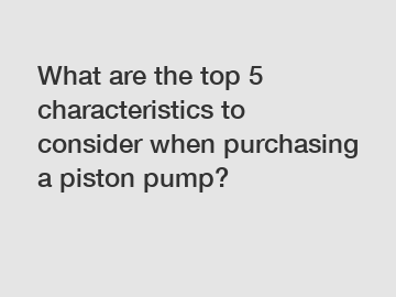 What are the top 5 characteristics to consider when purchasing a piston pump?