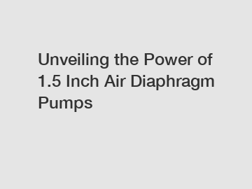 Unveiling the Power of 1.5 Inch Air Diaphragm Pumps