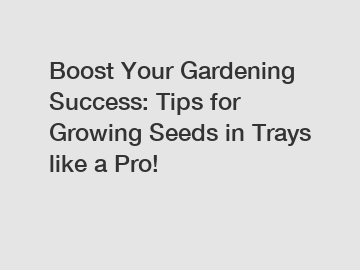 Boost Your Gardening Success: Tips for Growing Seeds in Trays like a Pro!
